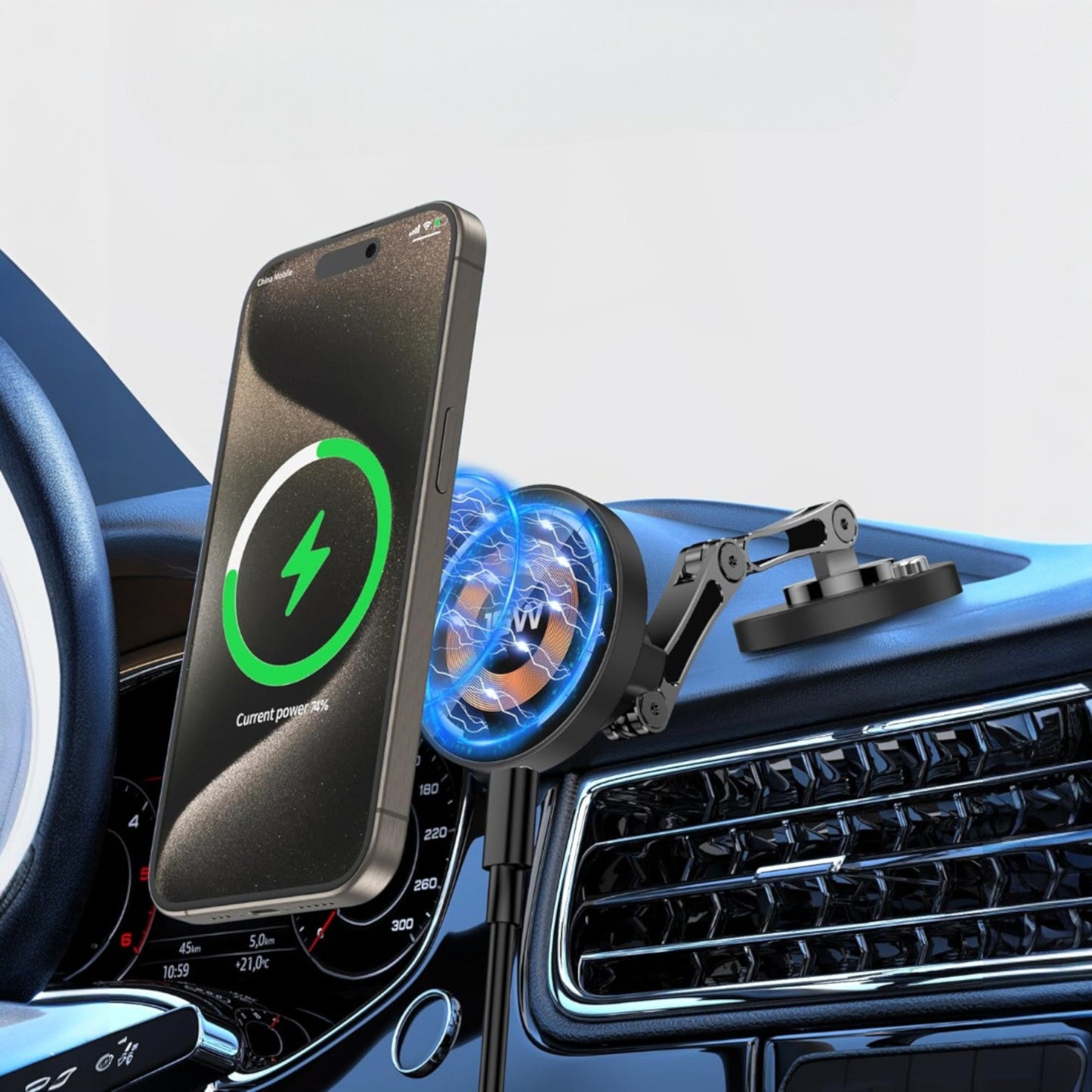 Support Téléphone Magnétique Voiture - MagSafePhoneStand™ - Avec Chargeur